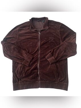 Authentic Sean John Brown Velour Full Zip Track Jacket - Men's Size 5XLT
